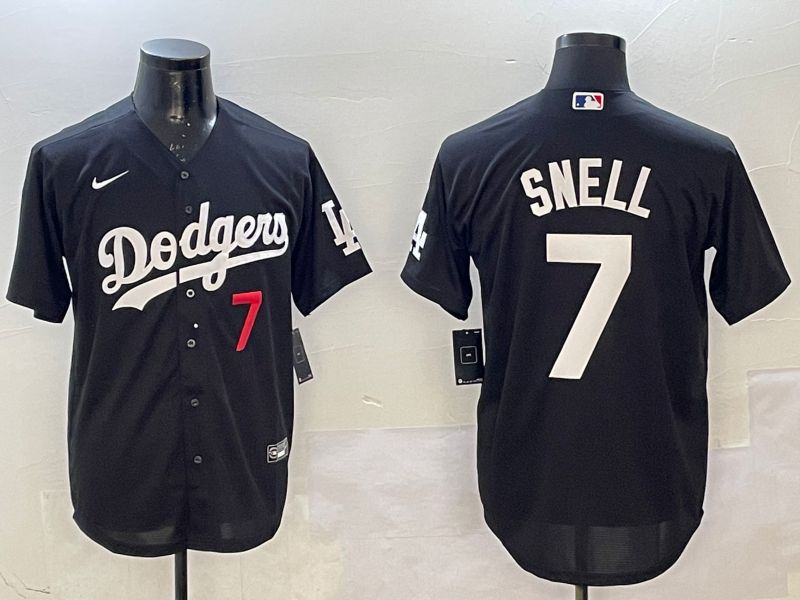 Men Los Angeles Dodgers #7 Snell Black Game 2025 Nike MLB Jersey style 4